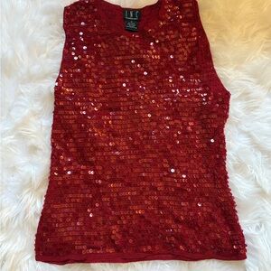 INC International Concepts Sparkling Red Sequin Tank Top